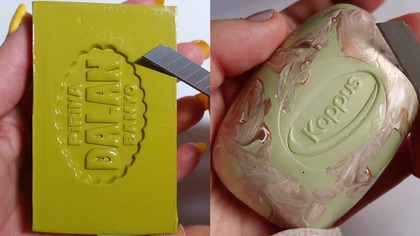Soap Carving ASMR Relaxing Sounds no talking Satisfying ASMR Video #soapcarving #soapcuttingvideo
