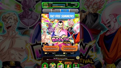 TAO FREE TICKET SUMMON DBZ DOKKAN BATTLE