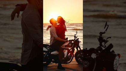 SESJA MOTOCYKLOWA NA PLAŻY *moje fotograficzne marzenie* *sesja narzeczeńska* #fotografia