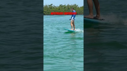 First day getting an E Foil board.. hes getting it!