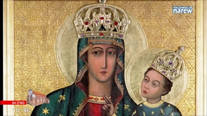 TV Narew - Plansza w trakcie transmisji z inauguracji oficjalnych uroczystości 100-lecia Diecezji Łomżyńskiej (25. 10. 2025)